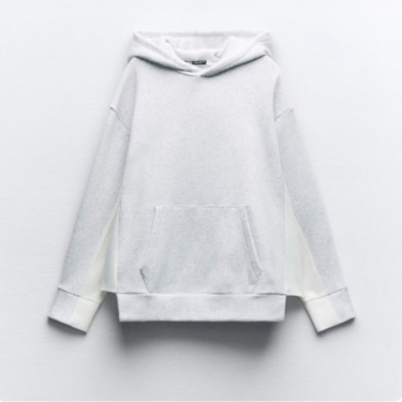 Zara NWT hooded contrast material sweatshirt - Picture 4 of 8